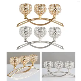 Porta di candele Crystal Holder 3 Arms Candelabra Tavolo da matrimonio Ornamento d'argento Golden Candleight Arch Bridge Calice Stand Home Home