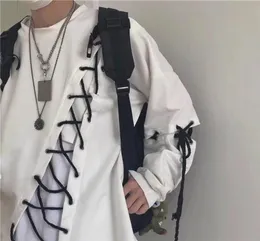 Men039s hoodies Idopy Japanse Mode Mannen Street Style Kant Hoodie Punk Loose Fit Trui Designer Kleurrijke Hip Hop Sweatshirts 6278096