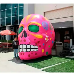 wholesale Amazing Giant Inflatable Skeleton Crazy Halloween Decoration Skull Head With Digital Printings For Party Event Festival 6mH (20ft) with blower
