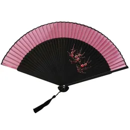 Party Favor Chinese Style Plum Chiffon Fabric Folding Fan Dance Wedding Hand Held Flower Women Po Prop Tool Art Drop Delivery Home Gar Dhadb