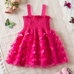 2024 Nuovi abiti per bambini estivi Mesh Mesh Dresses for Girls Bohemia Smocked Paiugini tutu 2-6 anni Kids Birthday Party Wear