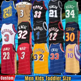 Maglie da basket per bambini per bambini 34 Ray Allen Larry Bird Drazen Petrovic Pippen Nowitzki Grant Hill Curry Oneal Abdur-Rahim Bibby Wade Ewing Iverson Drexler McGrday