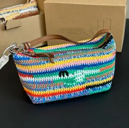 Tasarımcı Tote Çanta Gökkuşağı Dokuma Crossbody Tote Çanta Kadınlar Markalı Pamuk Tasarım Çantaları Kadın Çantası Büyük Kapasite Tasarımcı Omuz Çantası Tote Çanta Tasarımcı