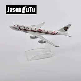 Aeronave Modle Jason Tutu 16cm Tailândia Dragão BOEING 747 Modelo de avião Avião Modelo Aeronave Diecast Metal 1/400 Planos escalados DropShipping Y240522
