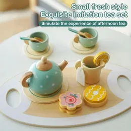 Decorative Figurines 14Pcs Wooden Tea Party Set - Perfect Pretend Play Kitchen Accessories