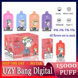 UZY RANDM Dijital Kutu 15000 Puflar Vape 15K Tek Kullanımlık E-sigaralar 23ml Önceden Doldurulmuş Pod Mesh Bobini 650mAH Şarj Edilebilir Pil Kalemi Vs Bang King Fumot