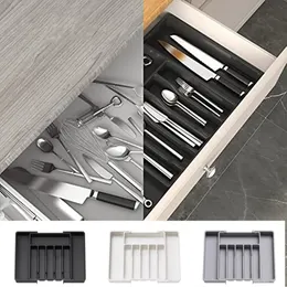 Organizzatore del cassetto dell'argenteware Organizzatore espantibile utensile vassoio nero posate regolabili posate per posate forniture da cucina 240510