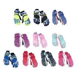 F62D Ski Children Winter Snow Mittens Boys Girls Outdoor Travel Sports Riding Thermal Gloves for 5-8 Years Kids L2405