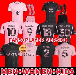 3xl 4xl 2023 2024 Koszulki piłkarskie Inters Miamis Messis Sergio Suarez Pink Black Women Football Shirt Lagues Cup Final 2023 koszulka 24 25 Kit mężczyzn Mężczyzn dla dzieci fanów fanów Wersja