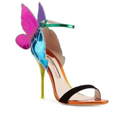 patent leather Ladies 10 high heel sandals buckle Rose solid 3D butterfly ornaments Sophia Webster peep-toe colou 3ce