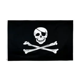 Creepy esfarrapado mais velho Jolly Roger Skull Cross Cross Bones Pirate Flag for Home Garden Banner Decorações Poliéster FY6049