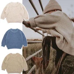 Barn Vinterkläder Girlboy Pullove Cotton Sticke Bids Sweatersuit Casual Chunky Cable Knit Baby tröja L2405