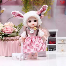 Dolls 1Pc 13 connector movable doll smiling face skiing jumpsuit dress doll clothing set 1/12 fashionable doll 16cm girl gift S2452202 S2452203