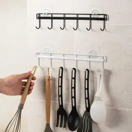 Vägg hängande krok förvaring rack 6 krokar kök köksutrustning handduk krokhängare för väggdörr badrum arrangör självlim