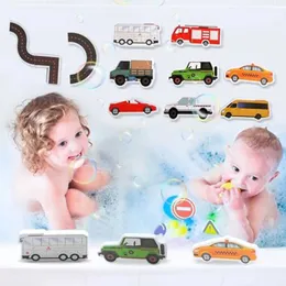 Bath Toys Magic Creation Traffic Fun Baby Bad Foam Toy Foam Aufkleber Schaum Aktivität Spiel Set Bildung schwimmend Badewanne Spielzeug D240522