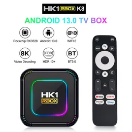 HK1 RBOX K8 ANDROID 13 TV BOX RK3528 4G 32G 64G 128G 5G WIFI6 4K 8K 3D BT SMART TVBOX Google Global Media Player Set Top Box with Voice Remote Control