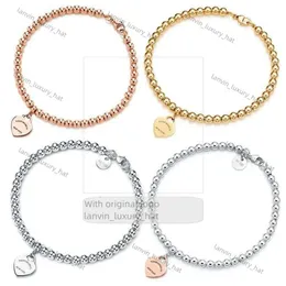 tiffanyjewelry bracelet Charm Bracelets100% tiffanyjewelry Round Bead Love Heart-shaped Bracelet Female Thickened Bottom Plating for Girlfriend Souvenir