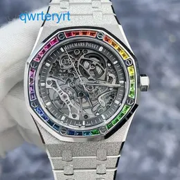 AP Iconic Wrist Watch Royal Oak Serie 15412BC Frost Gold Original Diamond Rainbow Double Swivel Automatic Mechanical Mens Watch 41mmmm