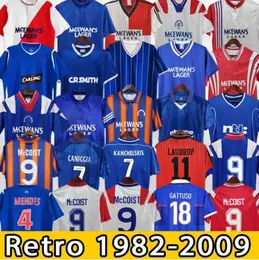 レトロサッカージャージーフットボールシャツガスコイン87 90 92 94 96 97 99 01 Kent Stewart Aribo Laudrup McCoist Glasgow Rangers