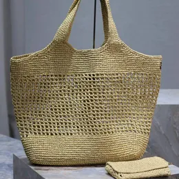 Torby plażowe Raffias 10a Weave 58 cm torby słomianowe torba projektantka Torba Kobiet Luksusowa torebka kahki ręcznie wysunięta w to słona torba na zakupy z torebką z torebką