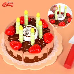 Wooden Birthday Cake Food Toy Children Pretend Play Kitchen Cutting Toys Imitation Game for Kids Houseplay Game Educational Set 240507
