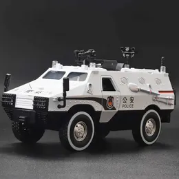 Diecast Model Cars 1 24 liga do modelo de carro blindado Diecasts Modelo de caminhão militar Modelo Metal Police Explosion Modelo de carro Som e Light Kids Toys Presente