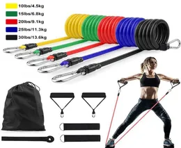 Stock 11pcsset latex Widerstandsbänder CrossFit -Trainingstraining Yoga -Röhrchen Pull Seil Gummi Expander elastische Bänder Fitness Equip2809195