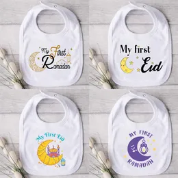 Śliniaki beklonki moje pierwsze Eid al Fitr i Ramadan Baby BIB Boy and Girl Bib Al Fitr Mubarak Saliva Ręcznik Baby Islamski Wakacyjny Ptepsake Prezent D240522