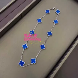 Original 1to1 Van C-A-Version Lucky High Clover V Gold Ten Blumen Halskette Frauen Blaues Jade Mark verdickte Plattierung 18k für ein Level Senseefz6 8eju