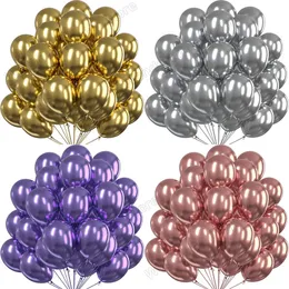 Metallic Balloons Birthday Party Baby Shower Wedding Decorations Chrome Purple Blue Rose Gold Pink Red Silver 102030pcs Ballon 240514