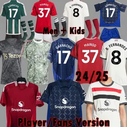 3xl 4xl 23 24 25 Mainoo Rashford Hojlund Casemiro Martinez Soccer Jerseys Garnacho 2023 2024 B. Fernandes Martial Eriksen Football Tops Men Kids Set Mundus 99