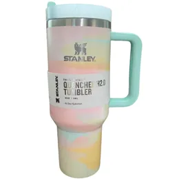 40 Unzen Edelstahl Tumbler mit starkem Griff Flamingo -Auto Vakuum isoliertes Tassen mit Deckel Strohhalm Kaffeetassen Dropshipping Vatertagsgeschenk