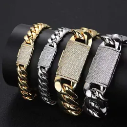 Miami Cuba Link Designer Bracelet for Men 12mm 14mm 16mm 18mm 20mm Wide Gold Chain Micro Set Moissanite Diamond Buckle Rap Hip Hop Jewelry Best Gift for Women