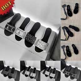 Designer Slippers Womens Rhinestones Flat Thong Slides Sandals channel Slipper Black Silk Velvet White Casual Shoes Luxury Summer Beach Flip Flops Slide