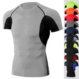 Men's tight fitting short sleeved T-shirt, men's fiess, running training, elastic quick drying T-shirt clothing H522-23