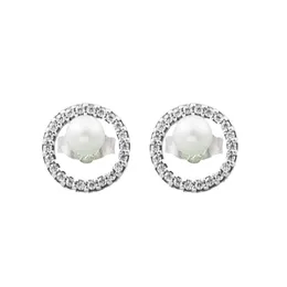 100% 925 Prata esterlina tratada com água doce Cultivada Pearl Pave Brincos de cravo para mulheres Original Jewelry Ear Brincos 240522