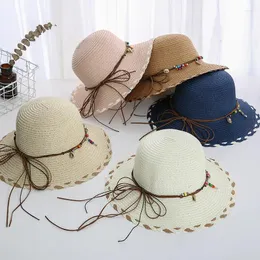 BERETS Creative Creative Bow Women's Pagning Hat Korean Leisure Vacate Beach Sun Protection e Sun Shade Mainland China