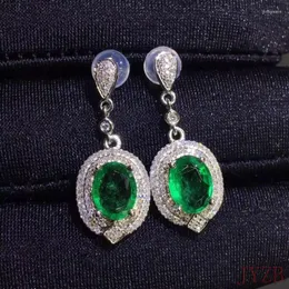 Bolzenohrringe natürliche kolumbianische Emerald Luxus echtes 925 Silber Hochglamourschmuck für Frauen