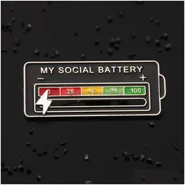 Pins Brooches Interactive Mood Social Battery Pin My Creative Lapel Fun Enamel Emotional Pin7 Days A Week Drop Delivery Jewelry Dh5To