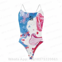 Mutada de banho feminina Love The Pain One Piece Sexy Swimsuit Professional Athletic Competition Treinando esportes secos rápidos