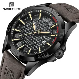 NAVIFORCE Men Casual Sport Military Quartz Calendar Wrist Watch for Man Business Leather Waterproof Male Clock Relogio Masculino 240515