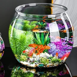 Plastikfischschalen rund Aquarium Clear Fish Keeper Fishbowl Golden Fisch Tank Vase Topf Goldfischschale Fischschalen DIY Schnee