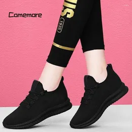 Casual Shoes Comemore 2024 Autumn Korean Running Black Sneakers Shoe for Women's Drechbelable, bez poślizgu moda platforma