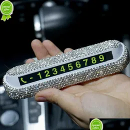 Interior Decorations New Luxury Car Temporary Parking Card Telephone Number Plate Magnetic Adsorption Design Stuff Bling Accessories F Dhu4W