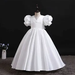 Крестильные платья Белое платье для девочек Детское платье горничной невесты Длинное платье принцессы Вечернее свадебное платье баптиста 6 8 10 12 Q240521
