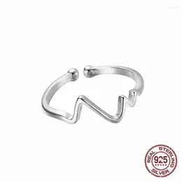Mit Seitensteinen Hongye 2024 Eheringe Einfache Design Trendy Mode Schmuck offener Ring 925 Sterling Silber für Frauen