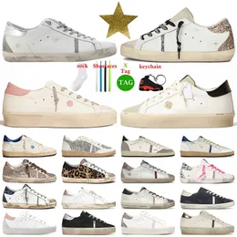 Golden Sneakers Mężczyźni Ubierz buty projektanty kobiety płaskie super skórzane vintage stare brudne Włosze marka Nappa Glitter Black Biała różowa kulka Star Męs