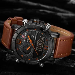 Nuovo Naviforce Watch for Men Luxury Casual Sport Waterproof Men Watches Digital Chronograph Quartz in pelle maschio Owatch 9134