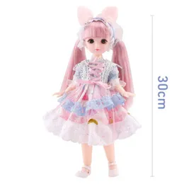 Dolls Full set of 1/6 BJD Doll Girls 30cm Anime Doll 23 Joint Movable Body with Skirt Hat Headress Dress up DIY Toy Rebirth Kawaii S2452201 S2452201 S2452201