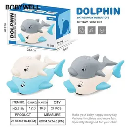 Bath Toys Water spray Dolphin White Workstation Cute Dolphin Shape Automatic Sensing Attracts Babys Attention Blowing Bubble Toys d240522